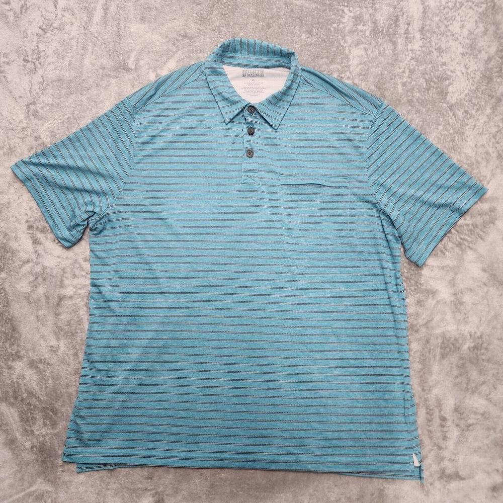 Duluth Trading Men's Blue Striped Polo Shirt Performance Size XL